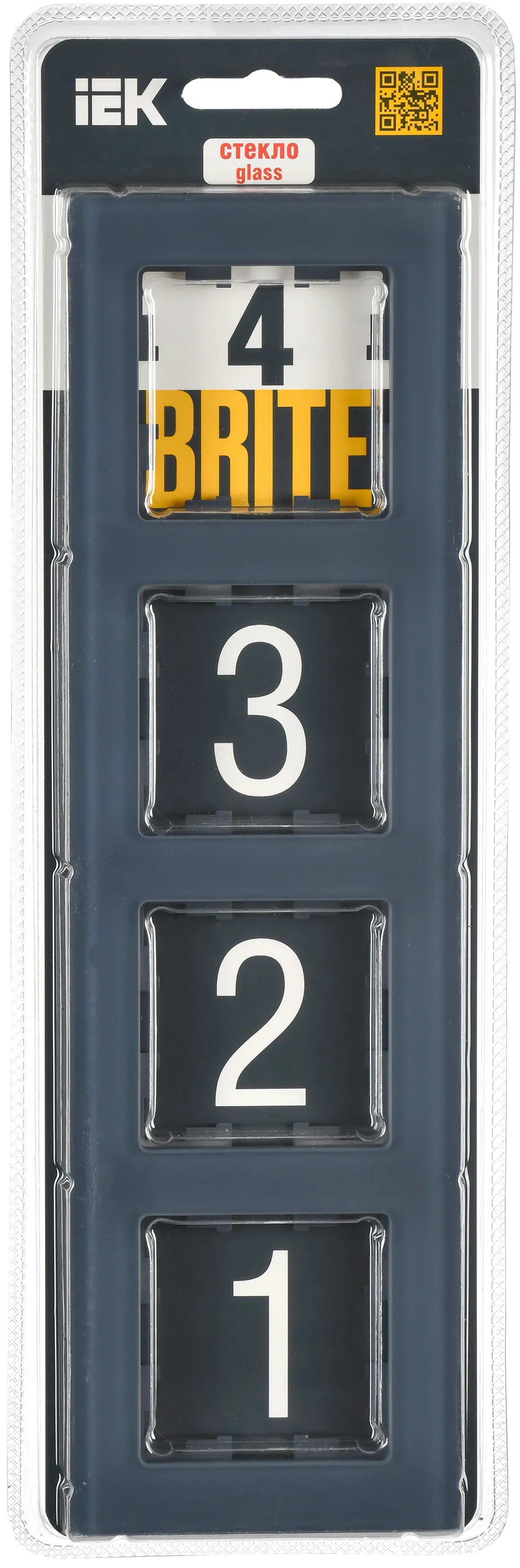 BRITE Рамка 4-местная РУ-4-2-Бр стекло маренго матовый IEK - Фото 2