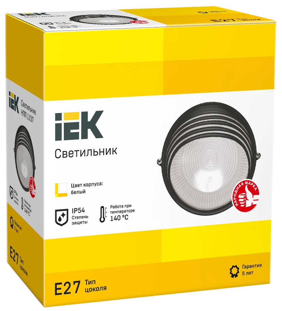 Светильник НПП1107 круг ресничка 100Вт IP54 белый IEK - Фото 2