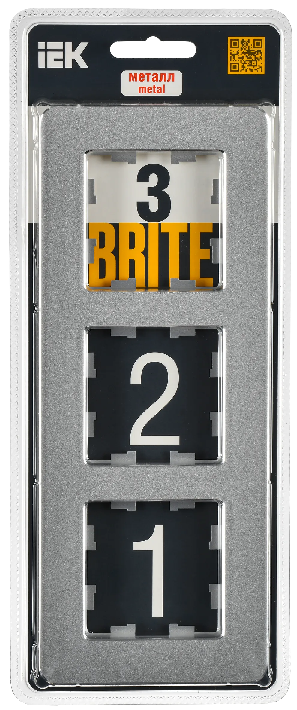 BRITE Рамка 3-местная РУ-3-1-Бр металл алюминий RE IEK - Фото 2