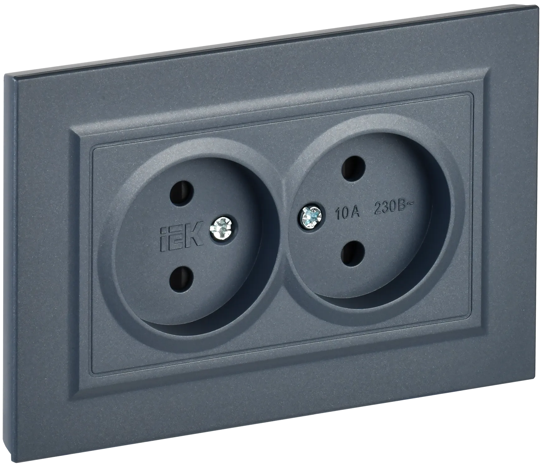 BRITE Розетка 2-местная без заземления с защитными шторками 10А в сборе РСш12-2-БрМ маренго IEK