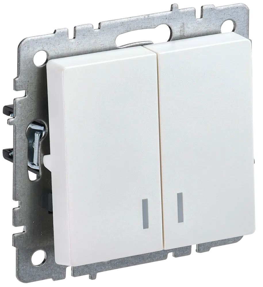 BRITE Выключатель 2-клавишный с индикацией 10А ВС10-2-1-БрЖ жемчуг IEK BR-V20-1-10-K36