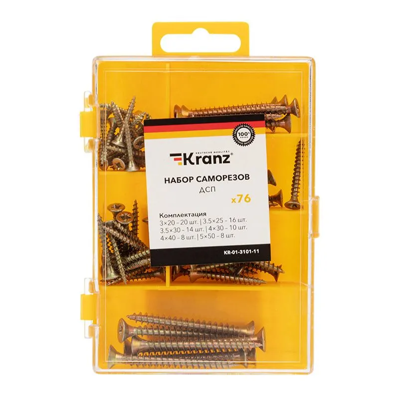 Набор саморезов для ДСП (76 шт/уп) KRANZ - Фото 2