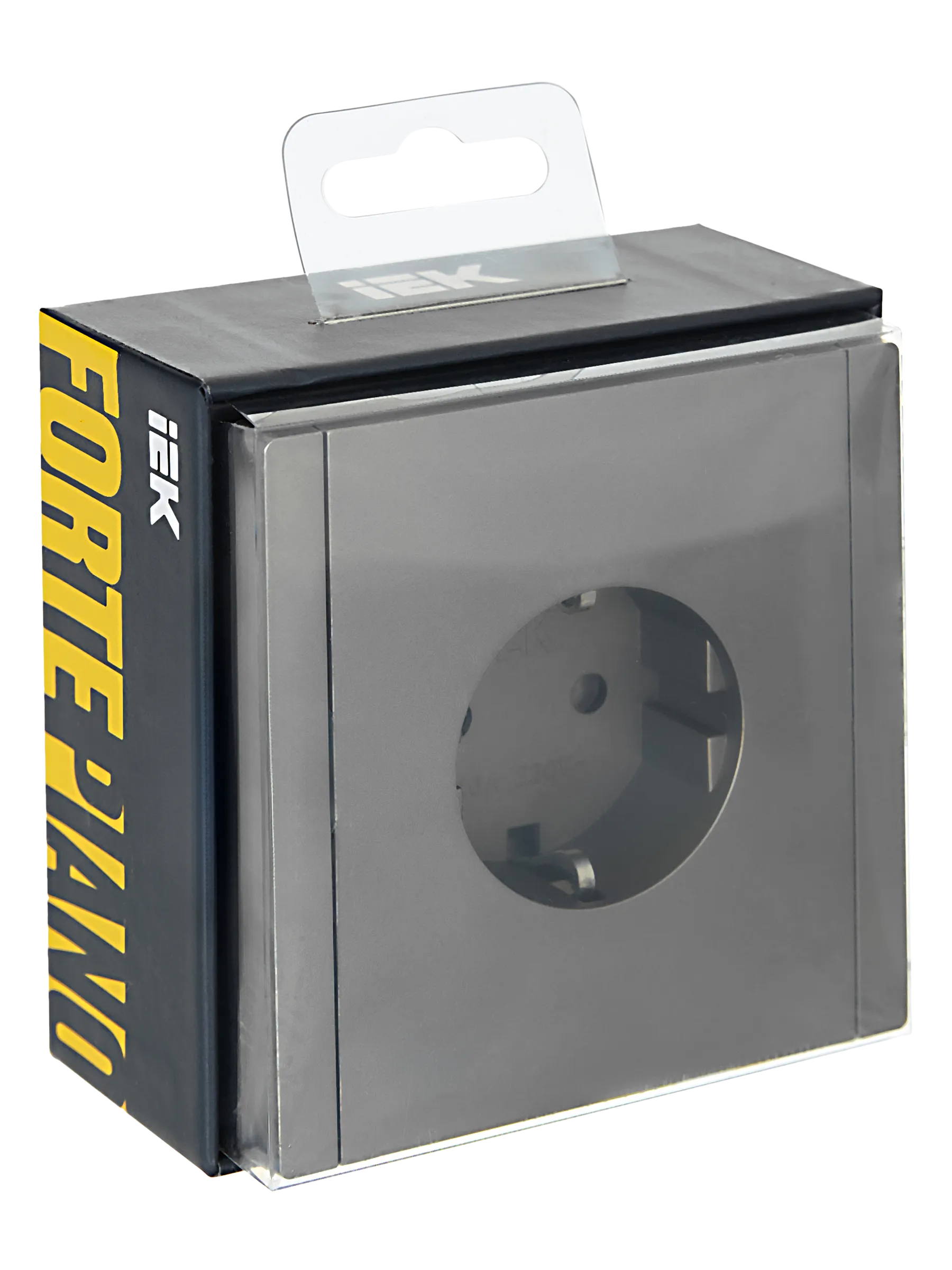 FORTE&PIANO Розетка 1-местная с заземлением с защитными шторками безвинтовое крепление 16А FP513 сталь IEK - Фото 2