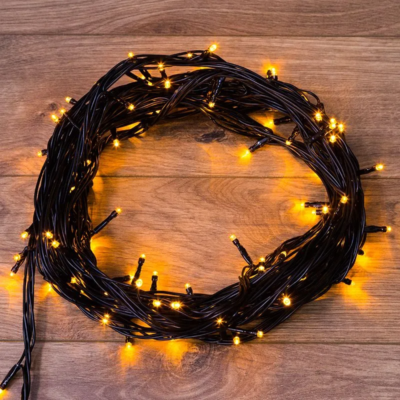 Гирлянда Нить управляемая 10м 100 LED ЖЕЛТЫЙ черный ПВХ IP65 свечение с динамикой 230В контроллер в комплекте NEON-NIGHT