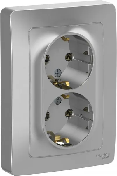 Розетка 2-м СП Blanca 16А IP20 250В с заземл. без защ. шторок алюм. SE BLNRS001023 - Фото 3