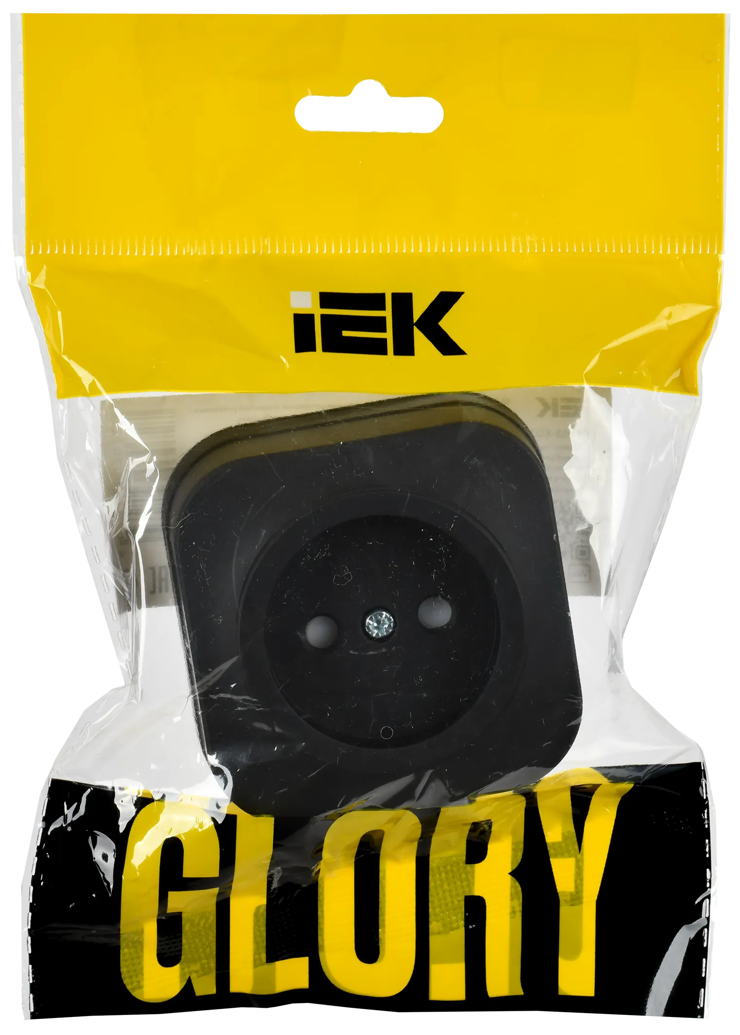 GLORY Розетка 1-местная для открытой установки без заземления с защитными шторками 10А РСш20-2-ХЧм черный матовый IEK - Фото 2