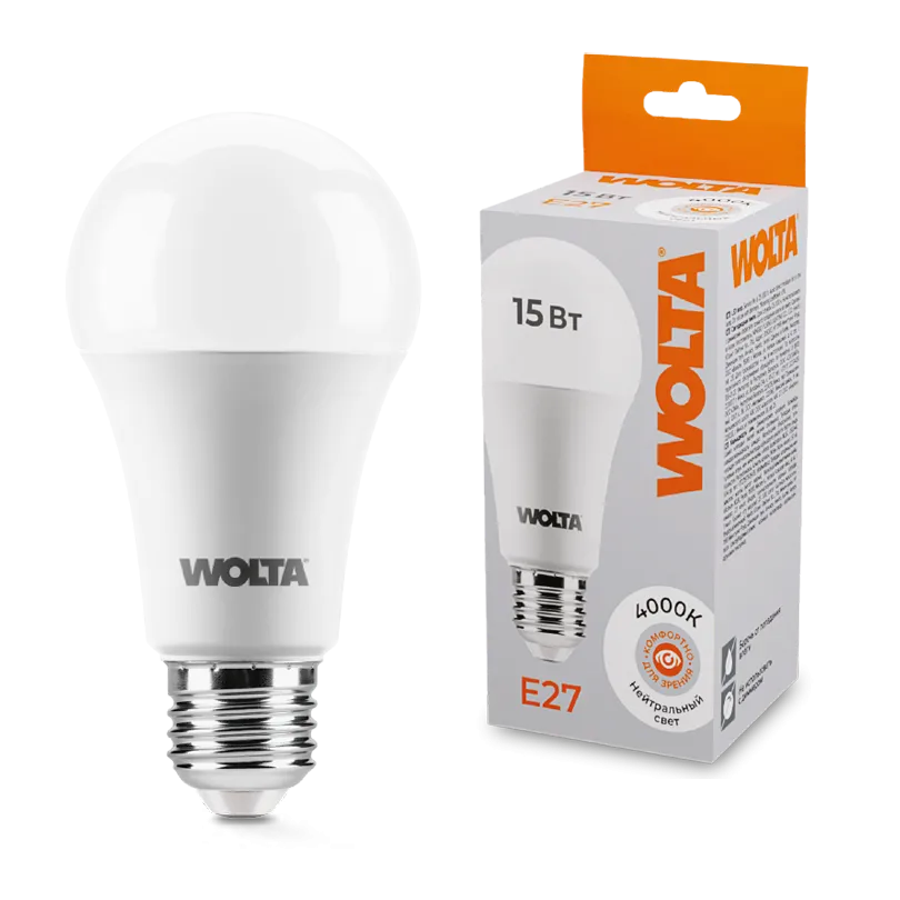 Светодиодная лампа WOLTA 25S60BL15E27 15Вт 4000К E27