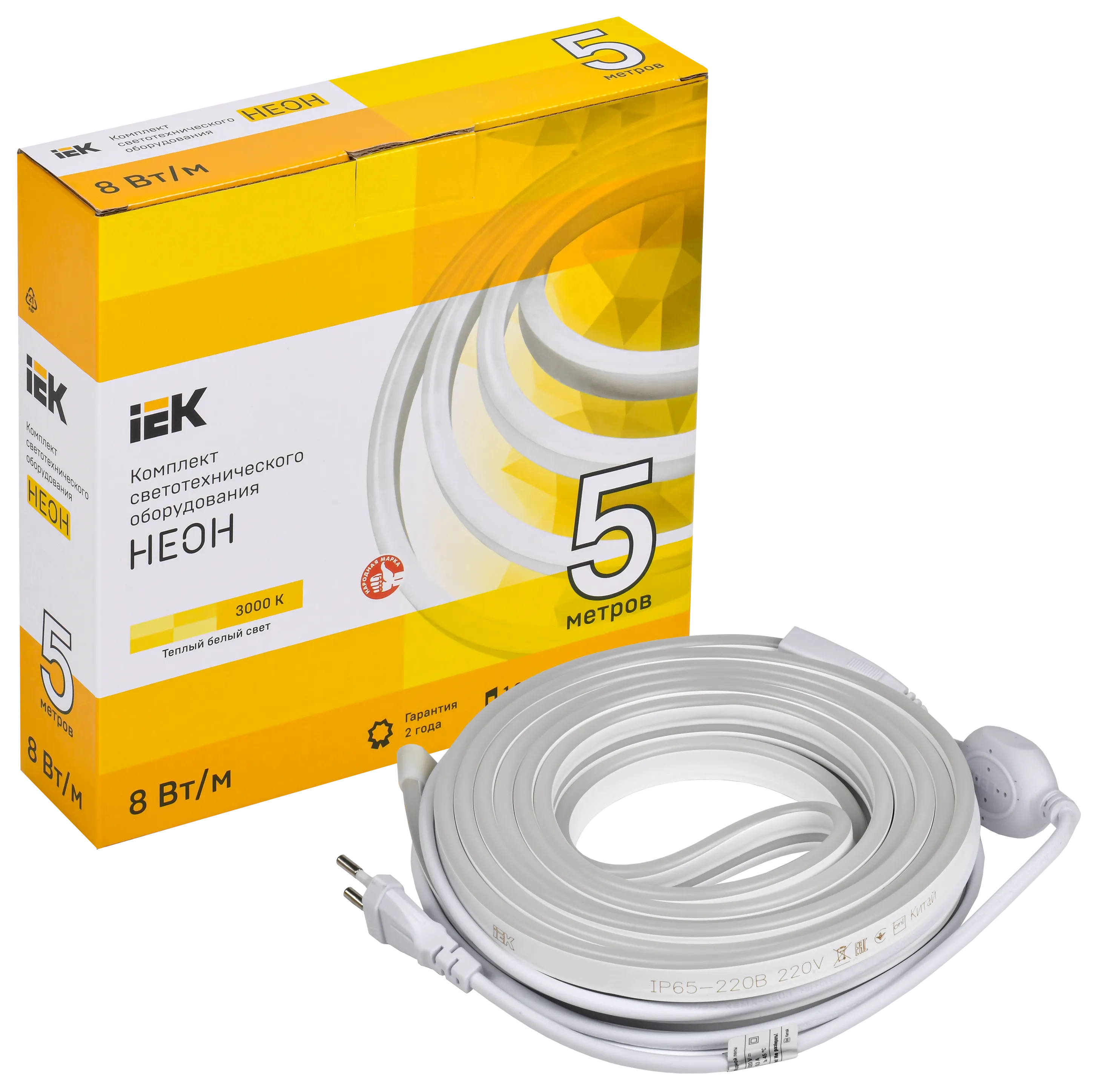 Комплект светодиодной подсветки "Неон" (лента LED 5м LSR5-2835WW120-8-IP65-220В + драйвер) IEK - Фото 2