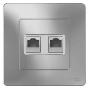 Розетка компьютерная 2-м СП Blanca RJ45 кат.5E алюм. SE BLNIS045453 1210339
