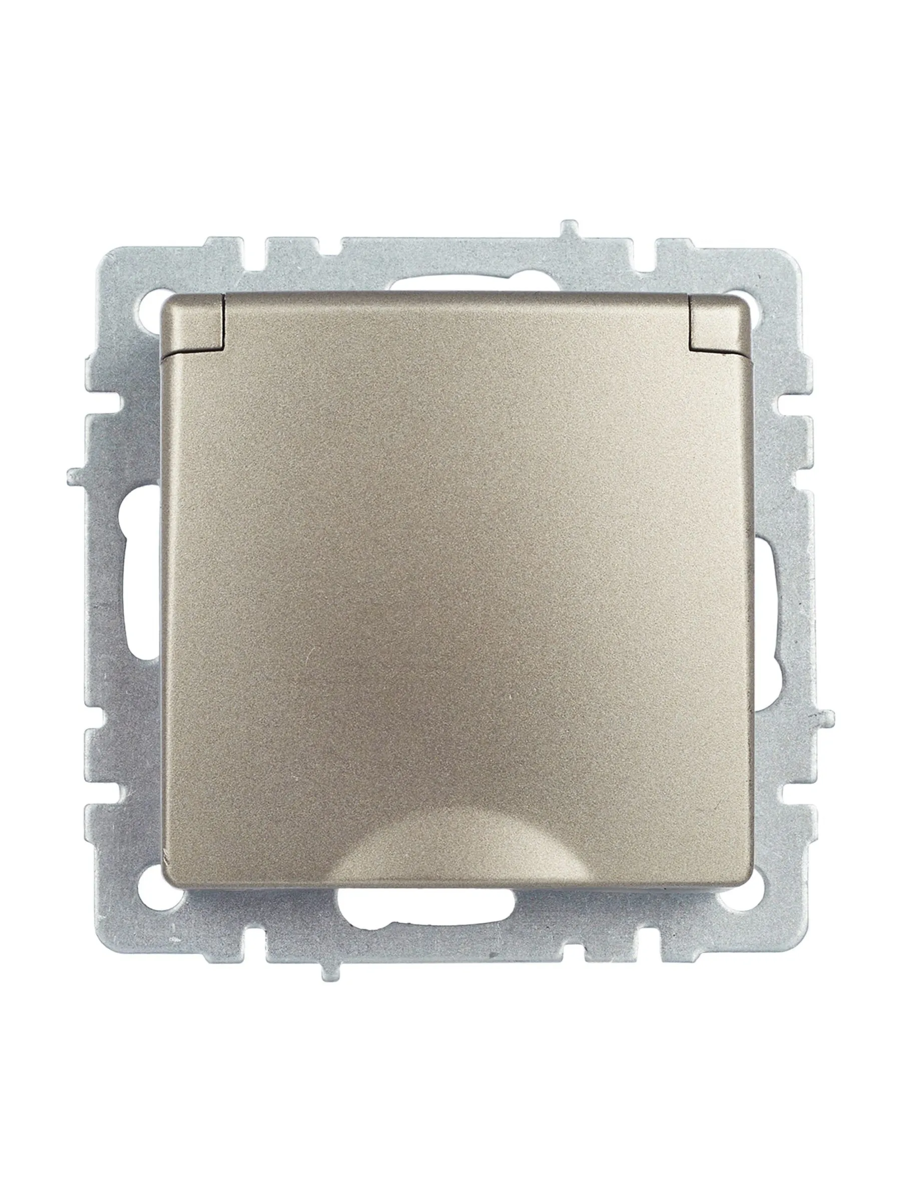 BRITE Розетка 1-местная с заземлением с защитными шторками и крышкой 16А IP44 РСбш10-3-44-БрШ шампань IEK - Фото 5