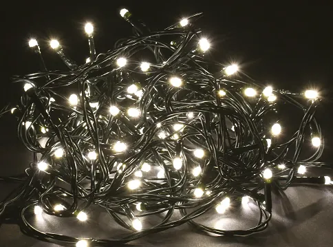 LIGHTING Гирлянда нить 10м 100 светодиодов теплый белый свет IP20 зеленый шнур 1,5м 230В контроллер 8 сцен IEK