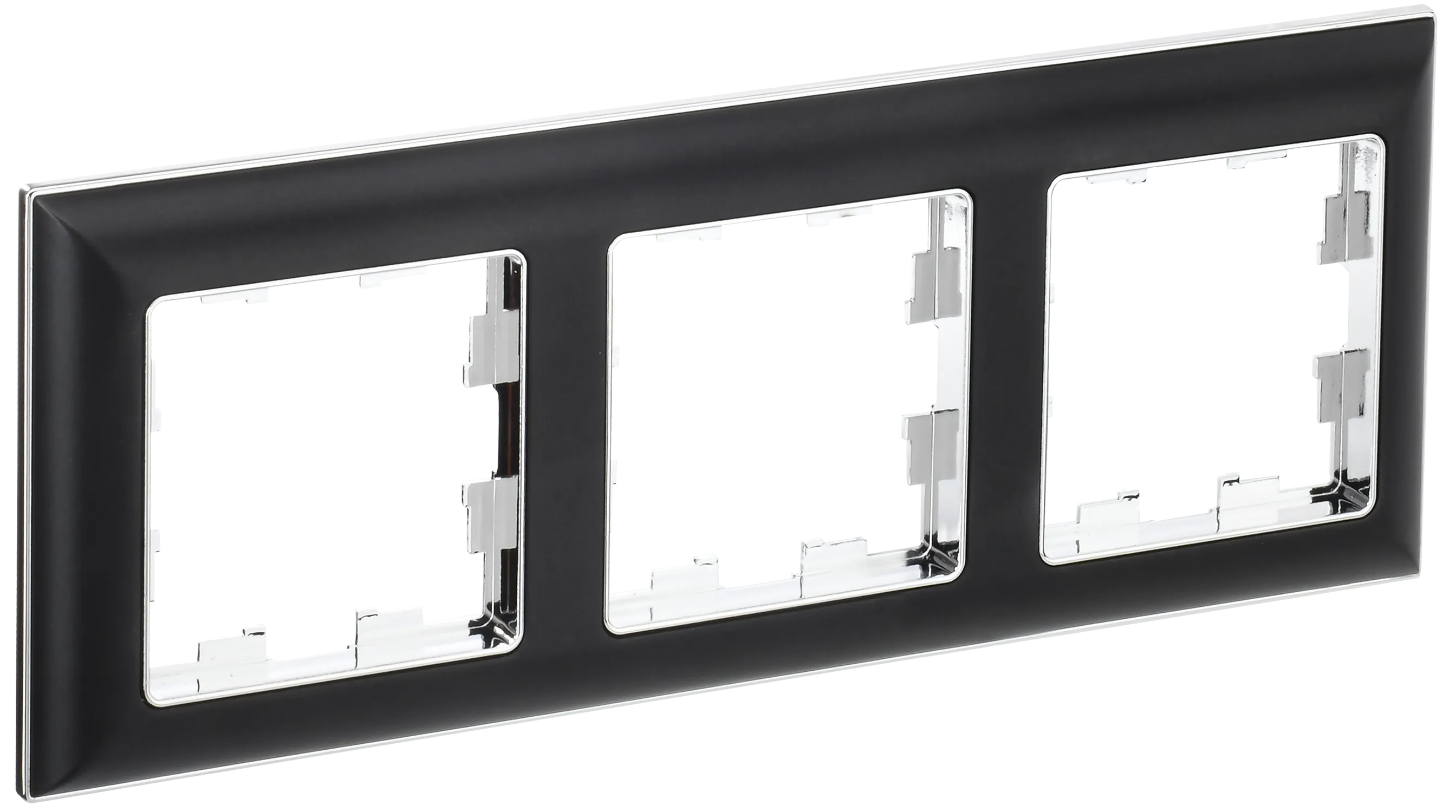 BRITE Рамка 3-местная РУ-3-Бр хром/черный IEK
