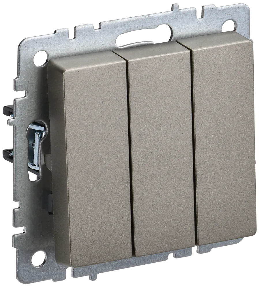 BRITE Выключатель 3-клавишный 10А ВС10-3-0-БрШ шампань IEK