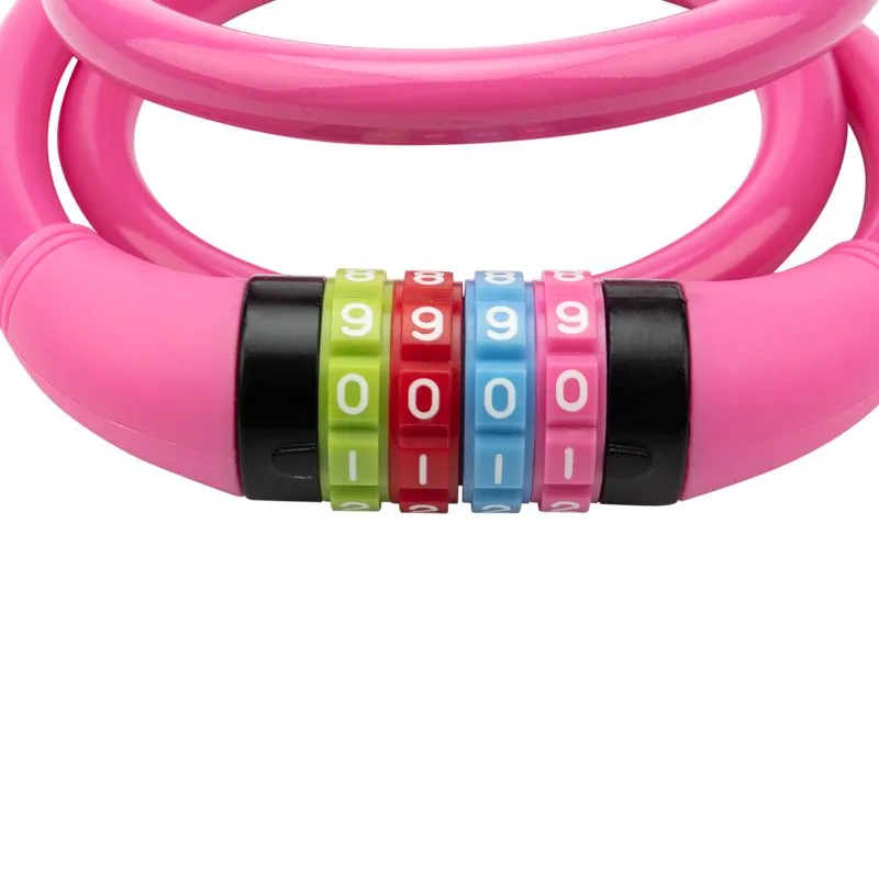 Тросовый кодовый замок взломостойкий для велосипедов и колясок 100 см розовый - Фото 2