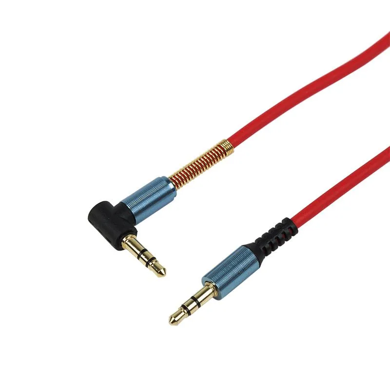 Аудио кабель 3,5 мм штекер-штекер угловой, металлические разъемы, 1М красный - Фото 2