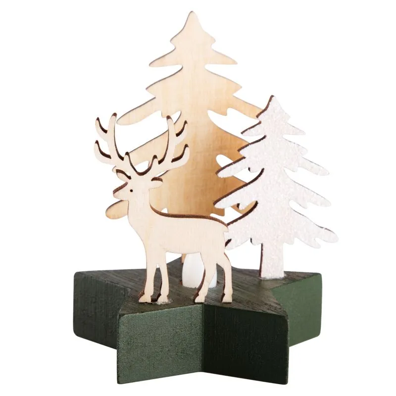 Деревянная фигурка с подсветкой Олень в лесу 9x8x10 см - Фото 3