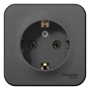 Розетка 1-м ОП Blanca 16А IP20 250В с заземл. без защ. шторок с изолир. пластиной антрацит SE BLNRA010116 1210631