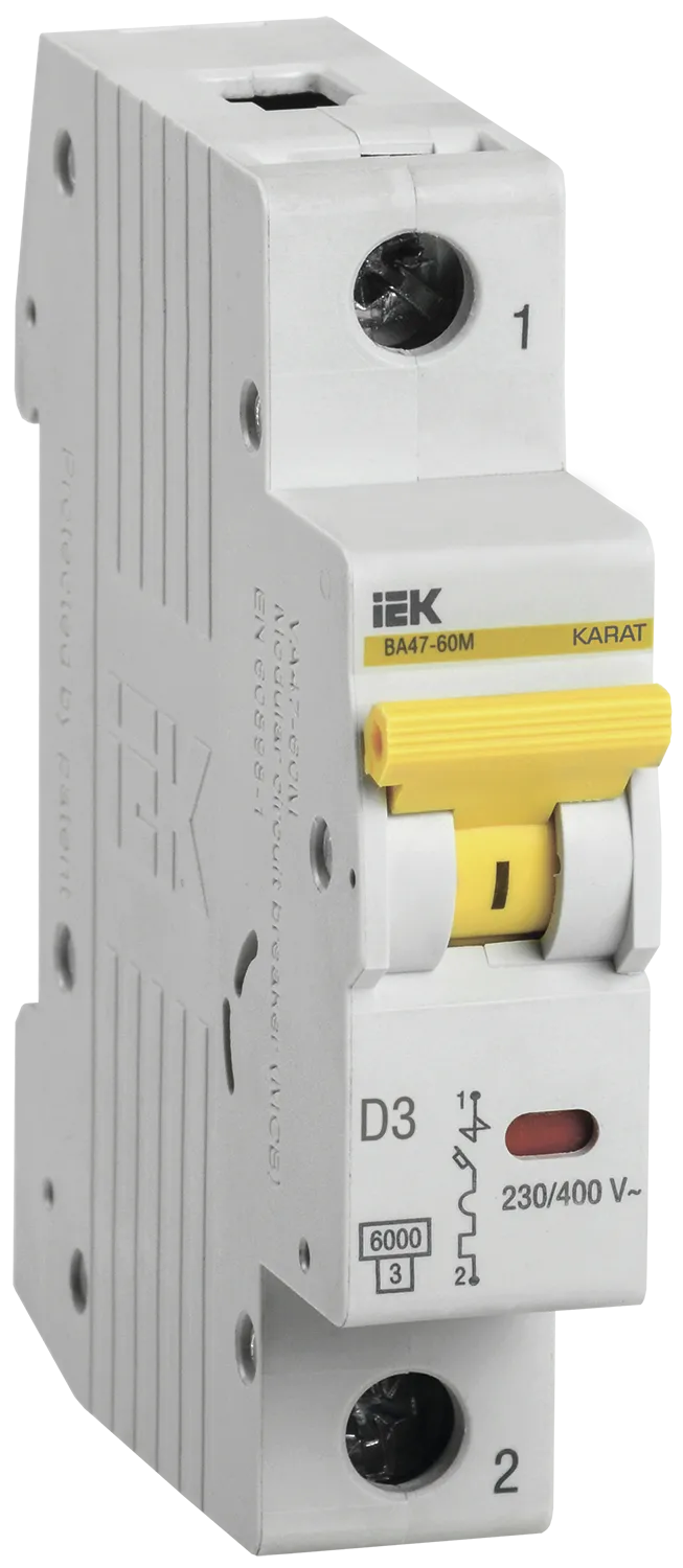 KARAT Автоматический выключатель ВА47-60M 1P D 3А 6кА IEK