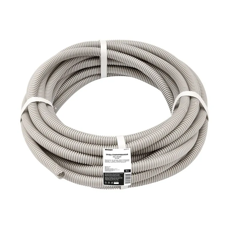 Труба гофрированная из ПВХ, с зондом, Ø16мм (бухта 10 м/уп) REXANT - Фото 2