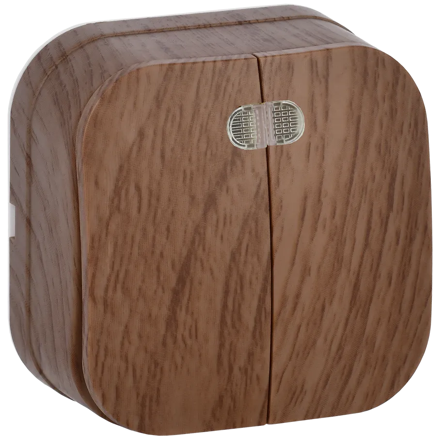 GLORY Выключатель 2-клавишный для открытой установки с индикацией 10А ВС20-2-1-ХД дуб IEK EVH21-K24-10