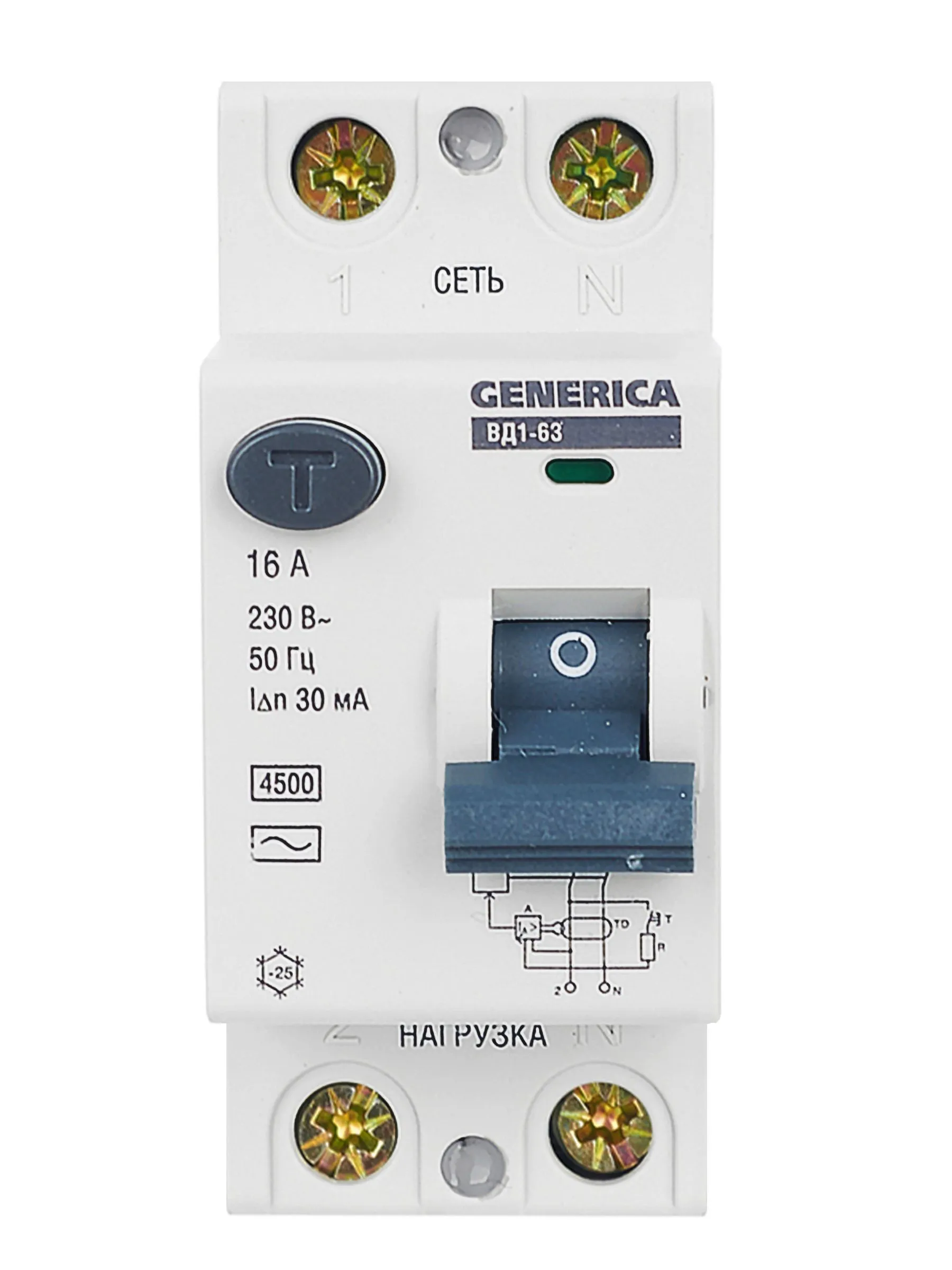Выключатель дифференциальный (УЗО) ВД1-63 2Р 16А 30мА GENERICA - Фото 10