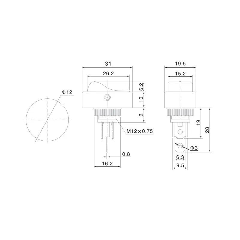 Выключатель клавишный 12V 30А (3с) ON-OFF черный ОВАЛ с желтой LED подсветкой (RWB-523, ASW-20D) REXANT - Фото 2