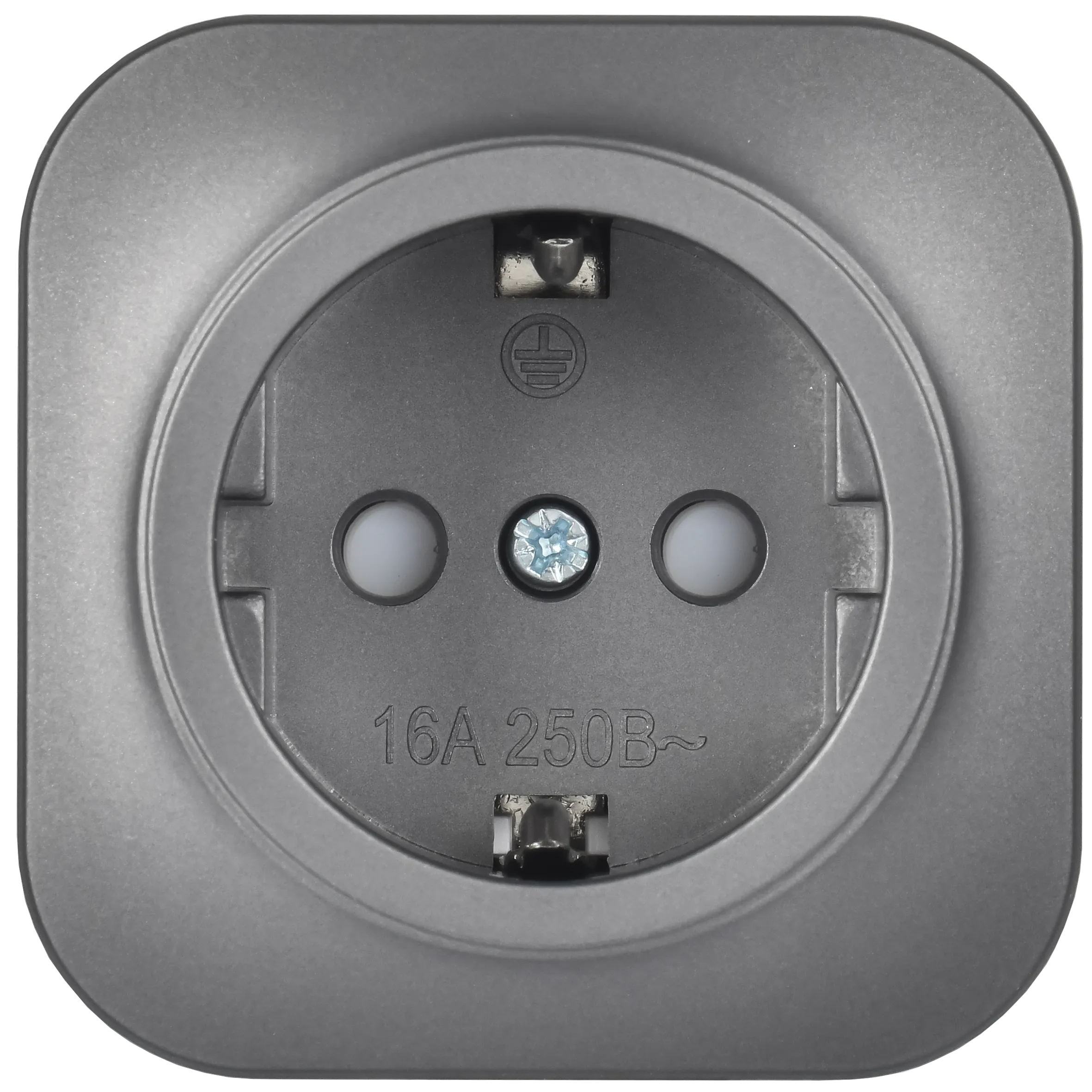 GLORY Розетка 1-местная для открытой установки с заземлением с защитными шторками 16А РСш20-3-ХСм сталь матовый IEK - Фото 5