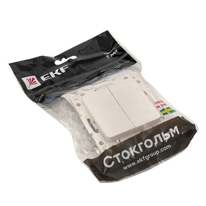 Стокгольм Механизм Выключателя 2-кл. 10А автоматические клеммы белый EKF - Фото 5