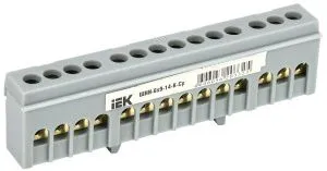 Шина L "фаза" в корпусном изоляторе на DIN-рейку ШНИ-6х9-14-К-Ср IEK YNN10-69-14KD-K02