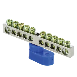 Шина "0" N (6x9мм) 10 отв. цинк синий угловой изолятор EKF 