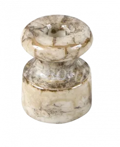 Изолятор фарфоровый для наружного монтажа витой электропроводки, D18,5х24мм, цвет -мрамор, ТМ Мезони