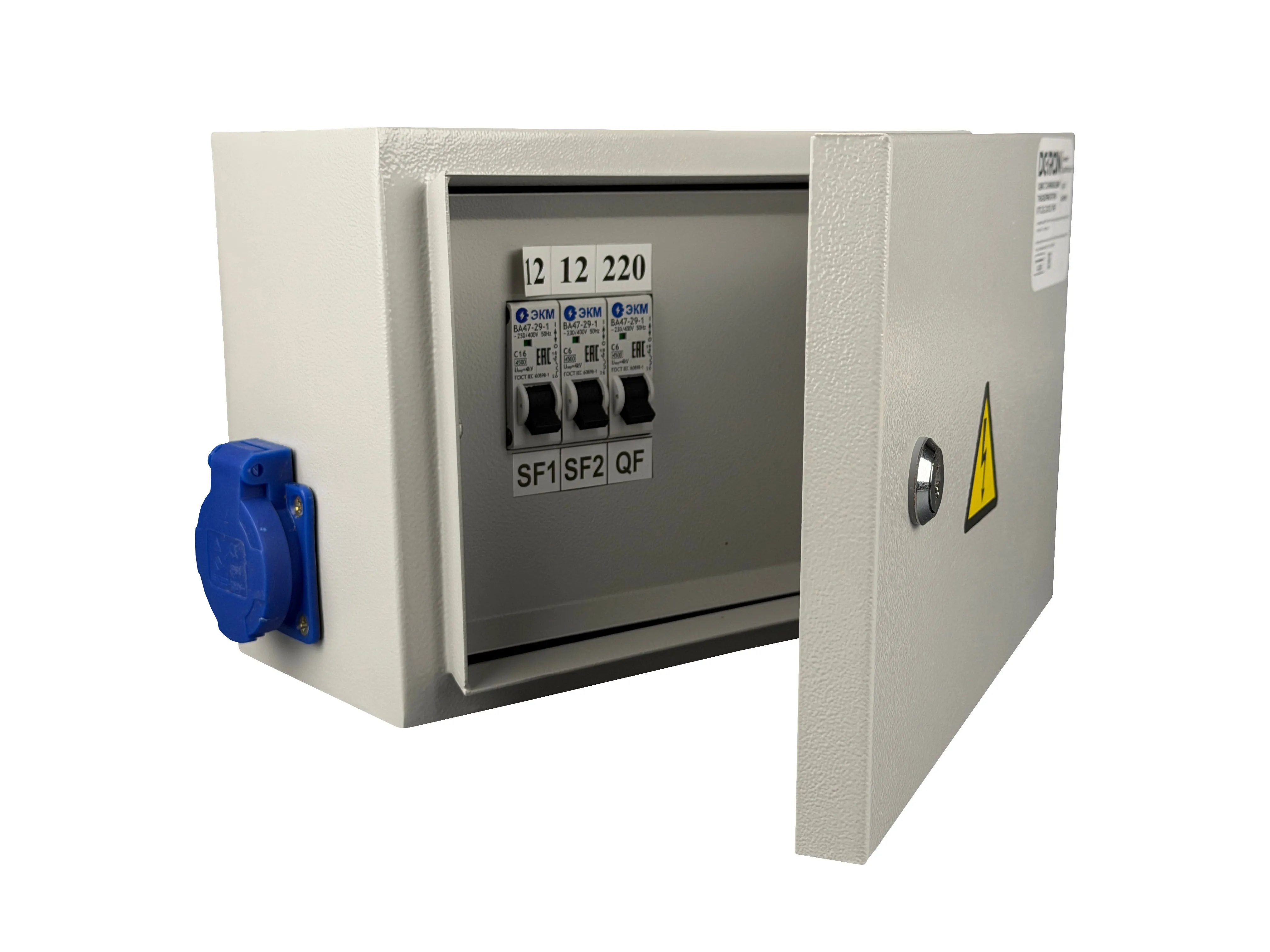 Ящик с понижающим трансформатором ЯТП 0.25 220/12В (3 авт. выкл.) IP54 DEKRON DEK07702-0002