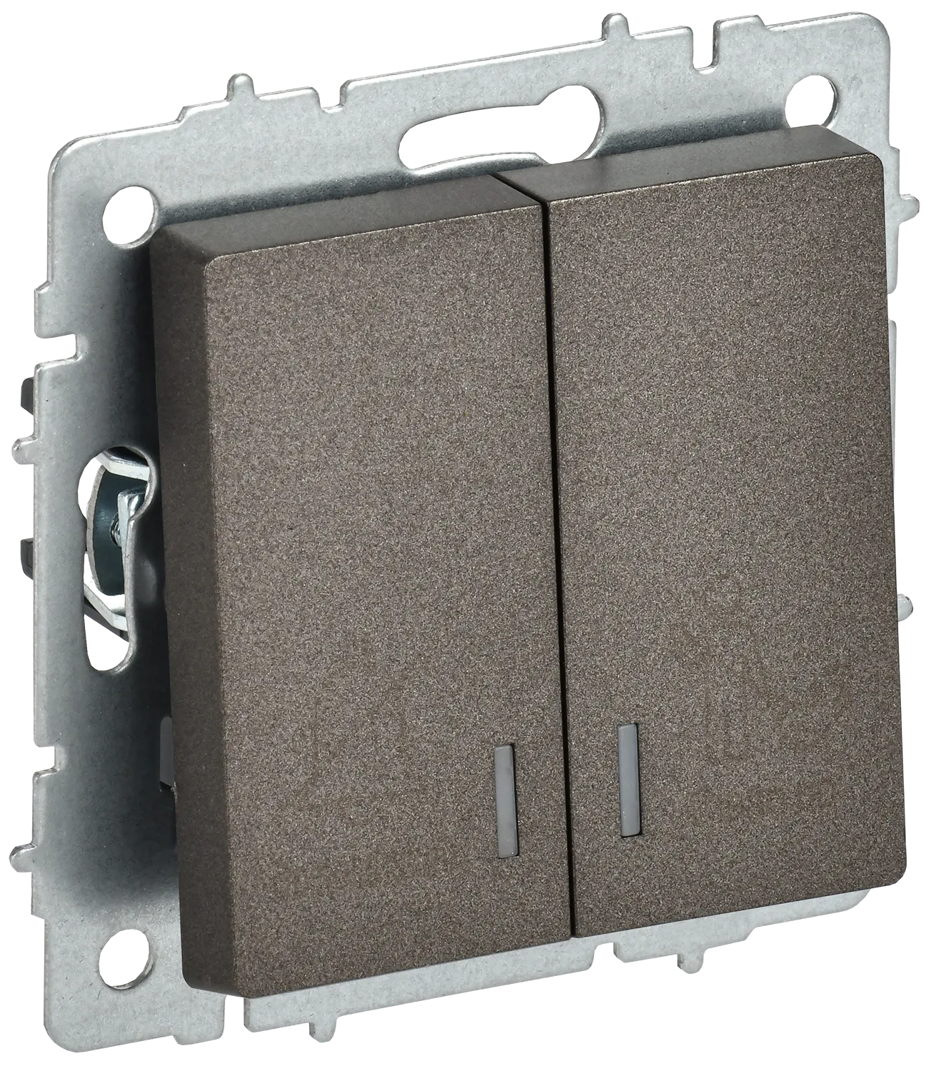 BRITE Выключатель 2-клавишный с индикацией для отелей 10А ВС10-2-9-БрТБ темная бронза IEK BR-V20-2-10-K45