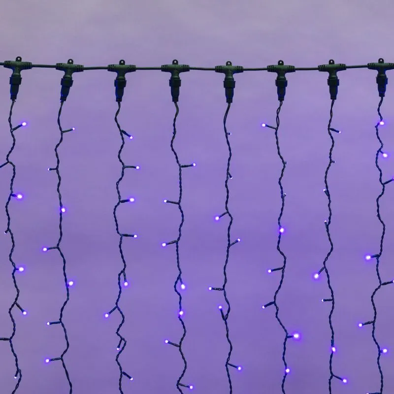 ДОЖДЬ (занавес) 2х1,5м, черный ПВХ, IP54, 360 LED СИНИЕ  (шнур питания в комплекте) 235-123_