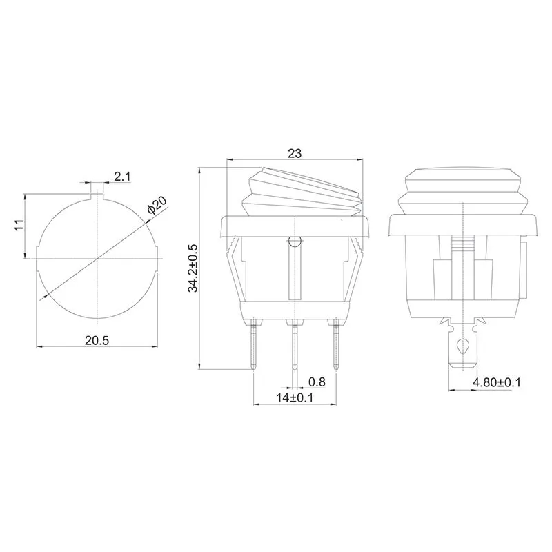 Выключатель клавишный круглый 250V 6А (3с) ON-OFF красный с подсветкой ВЛАГОЗАЩИТА REXANT - Фото 2