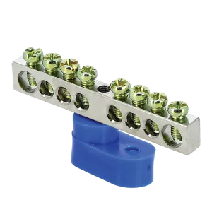 Шина "0" N (6x9мм) 8 отв. цинк синий угловой изолятор EKF 