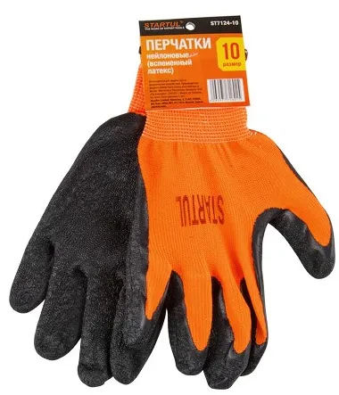 Перчатки нейлон, латексное рельефное покрытие, 10 р-р STARTUL