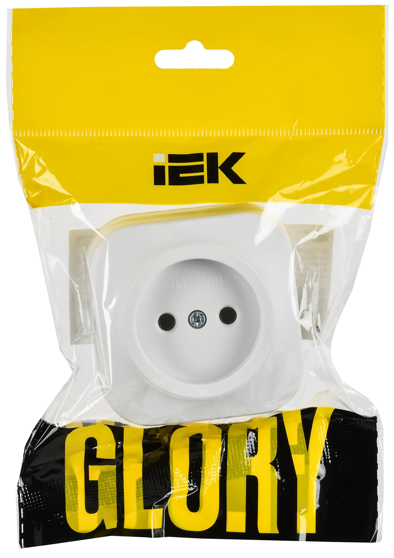 GLORY Розетка 1-местная для открытой установки без заземления без защитных шторок 10А РС20-2-ХБм белый матовый IEK - Фото 2