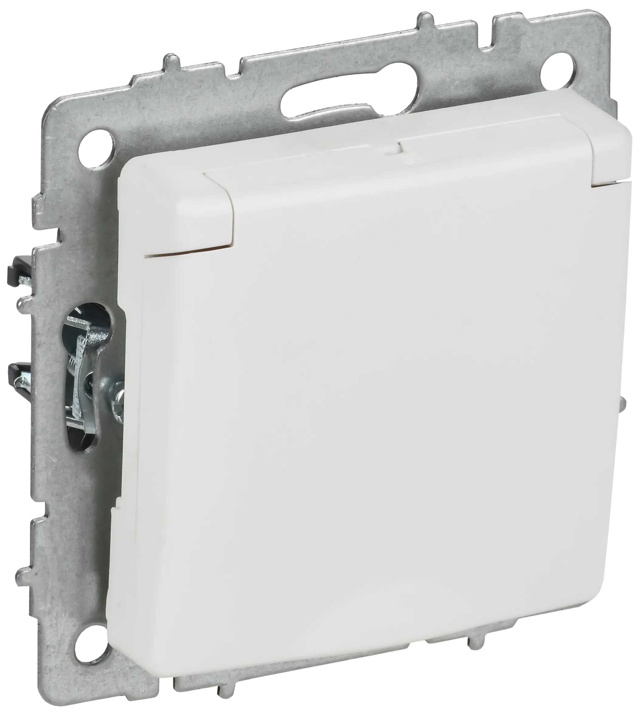 BRITE Розетка 1-местная с заземлением с защитными шторками и крышкой 16А IP20 РСбш10-3-БрАБ арктический белый IEK