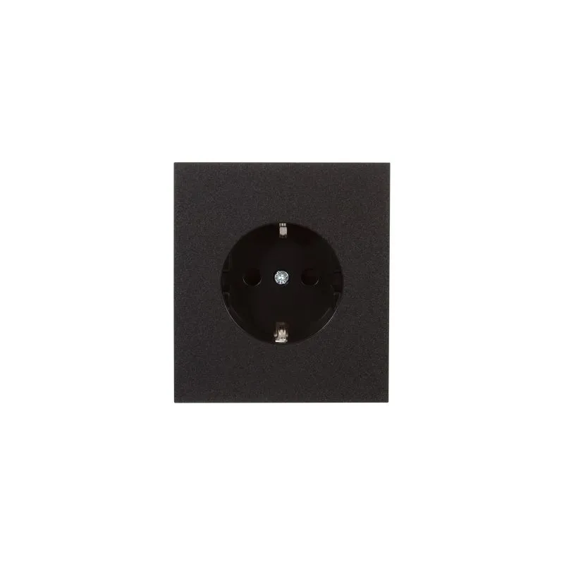 Розетка STRONG 1-ая с/з с/у, со шторками 16А антрацит KRANZ