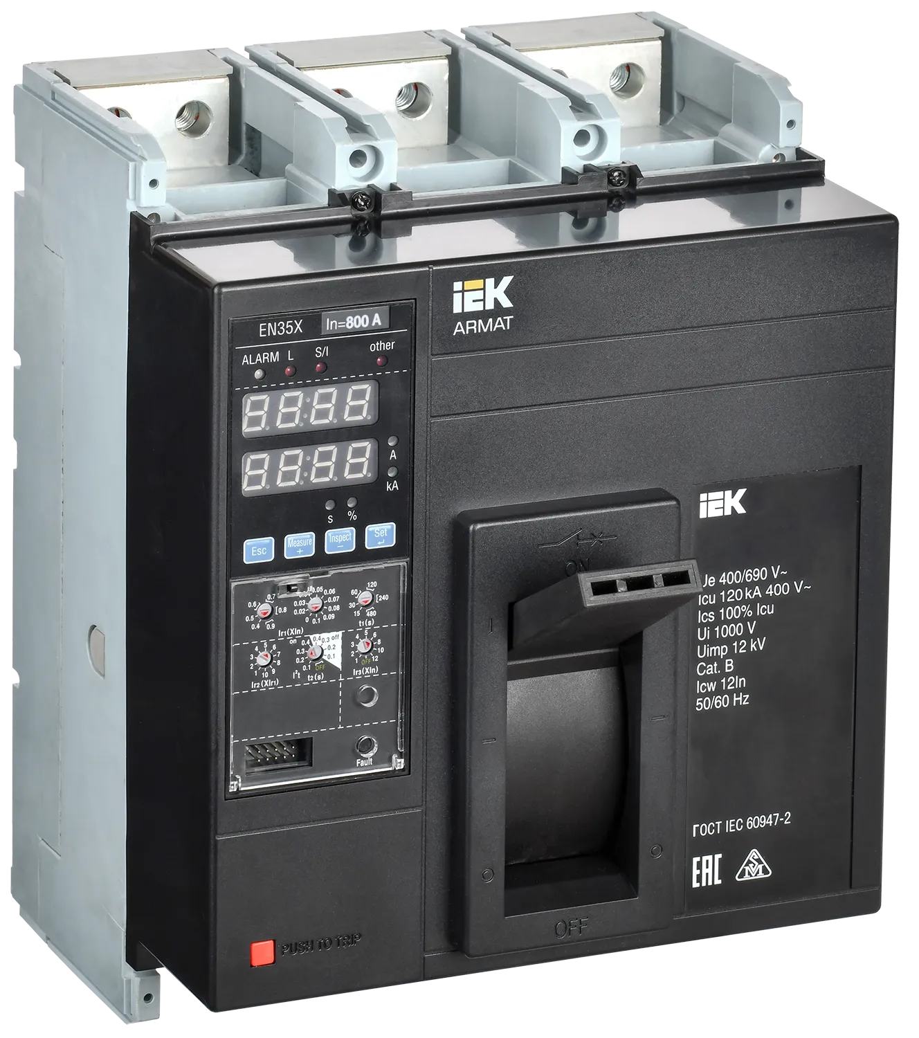 ARMAT Автоматический выключатель в литом корпусе 3P типоразмер N 120кА 800А расцепитель электронный стандартный IEK AR-MCCB-3N-120-0800A-ELSC