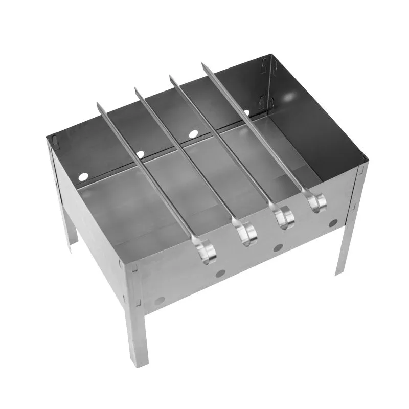 Мангал сборный со складным дном, 230х230х335мм, с 4 шампурами, в пленке СОКОЛ - Фото 4