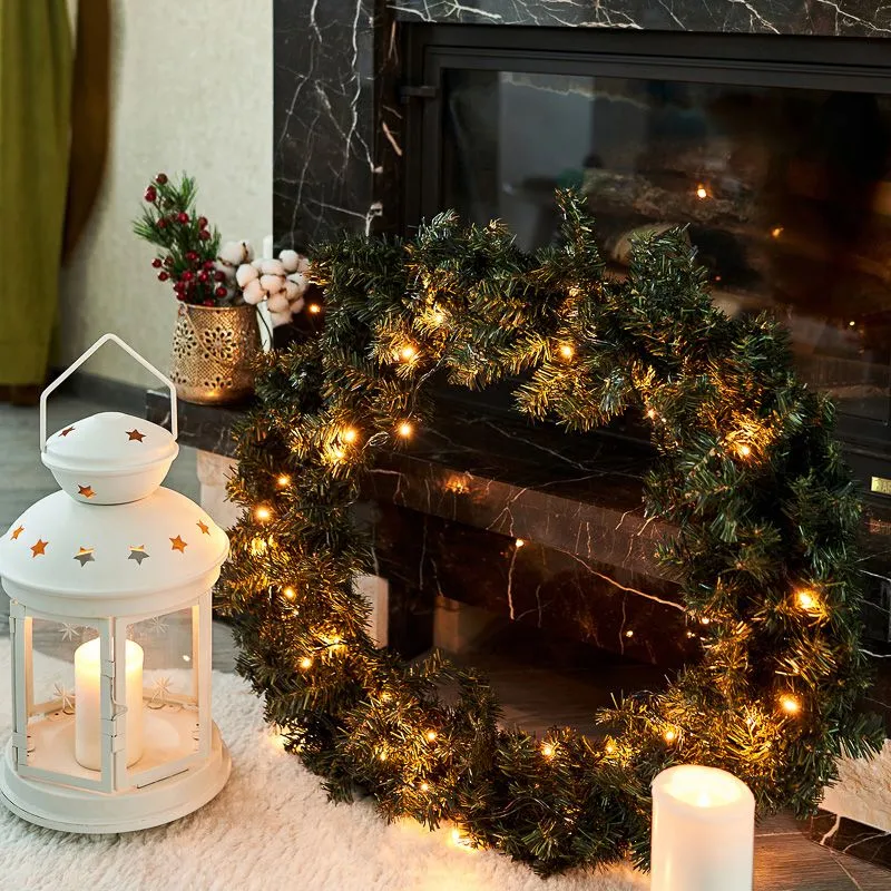 Гирлянда Твинкл Лайт 6 м, темно-зеленый ПВХ, 40 LED, цвет ТЕПЛЫЙ БЕЛЫЙ - Фото 2