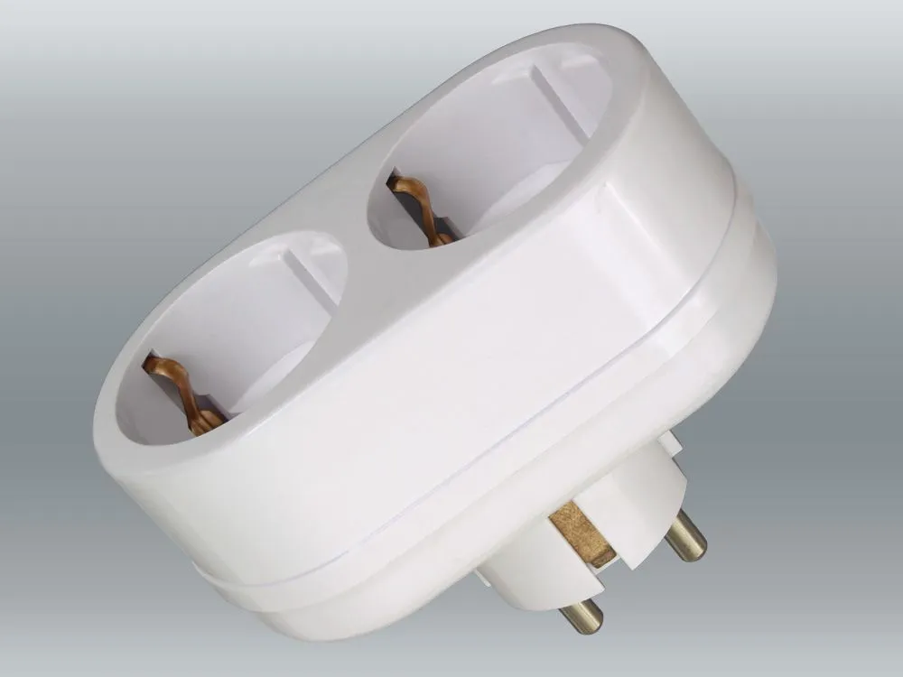 Разветвитель электрический 2 розетки с заземлением, 16А, белый DEKRON DEK0907-0003