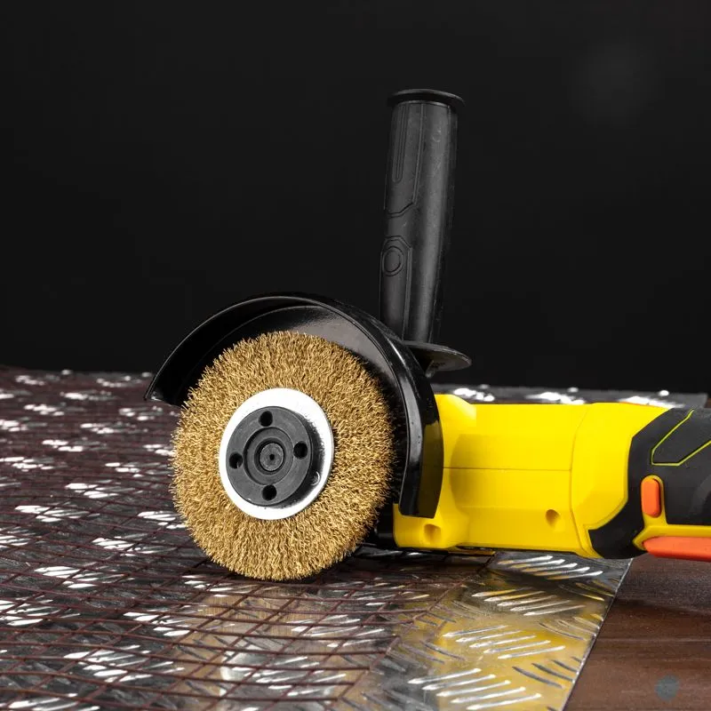 Щетка дисковая для УШМ, витая латунированная проволока, 100мм, отв. 22,23мм KRANZ - Фото 2