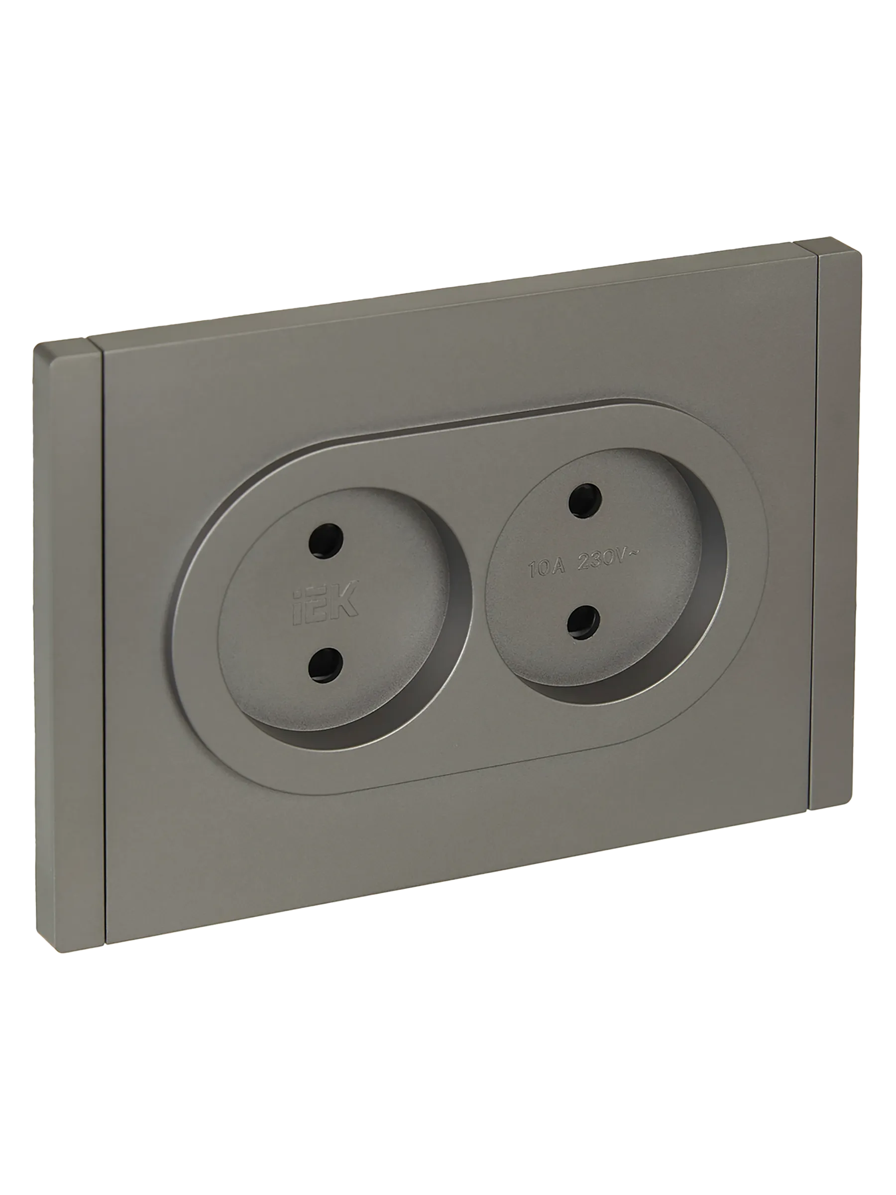 FORTE&PIANO Розетка 2-местная без заземления с защитными шторками безвинтовое крепление 10А FP525 сталь IEK FP-R23-10-1-K46