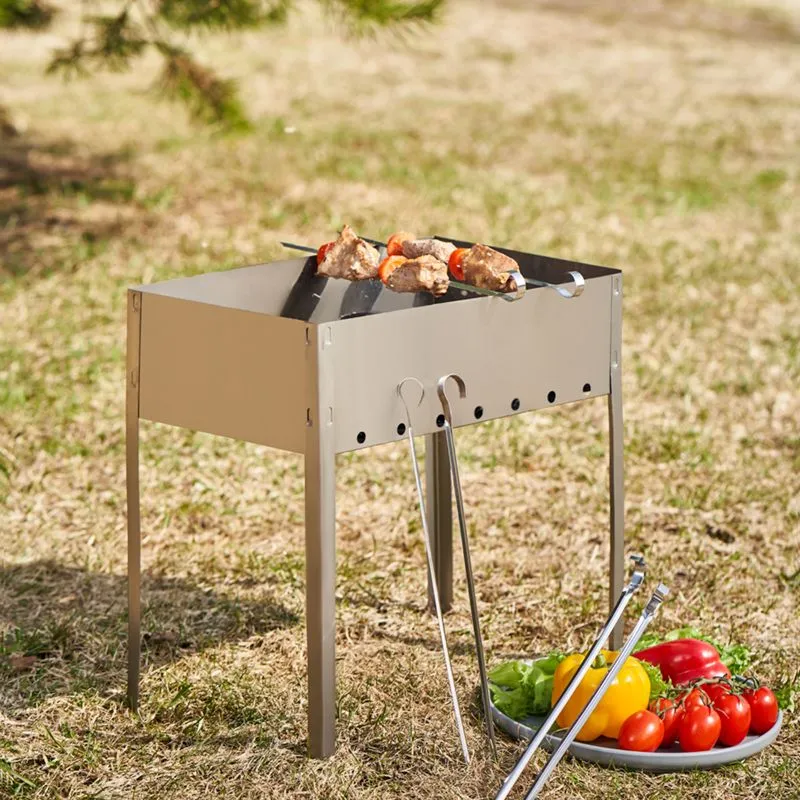 Мангал сборный Эконом 400х250х400мм, с 6 шампурами, в гофрированной картонной коробке СОКОЛ - Фото 2