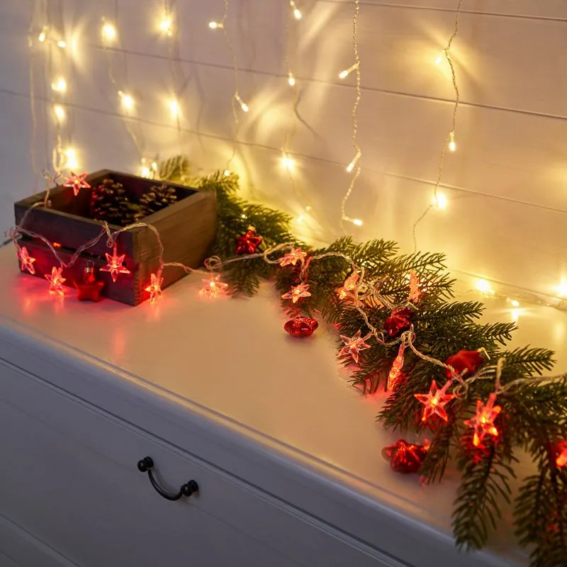 Гирлянда светодиодная Звездочки 20 LED КРАСНЫЕ 2,8 метра - Фото 3