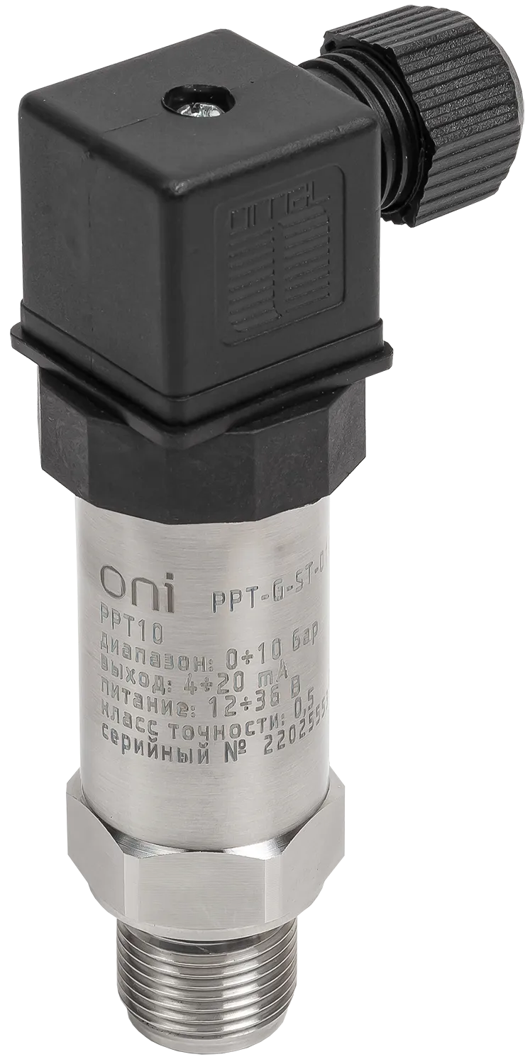 Преобразователь избыточного давления PPT10 0,5% 0-10Бар 4-20мА G1/2 DIN43650 ONI PPT-G-ST-010-4-20-2-2
