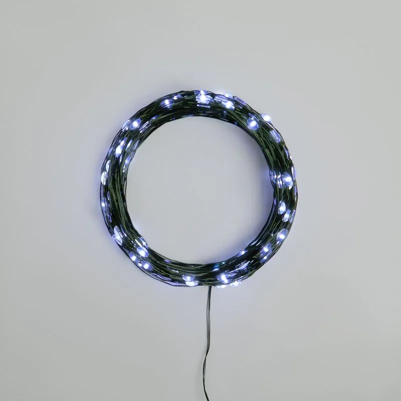 Гирлянда светодиодная Роса с контроллером 20м, 200LED, БЕЛЫЙ, IP20, 230В, зеленый провод NEON-NIGHT 303-265